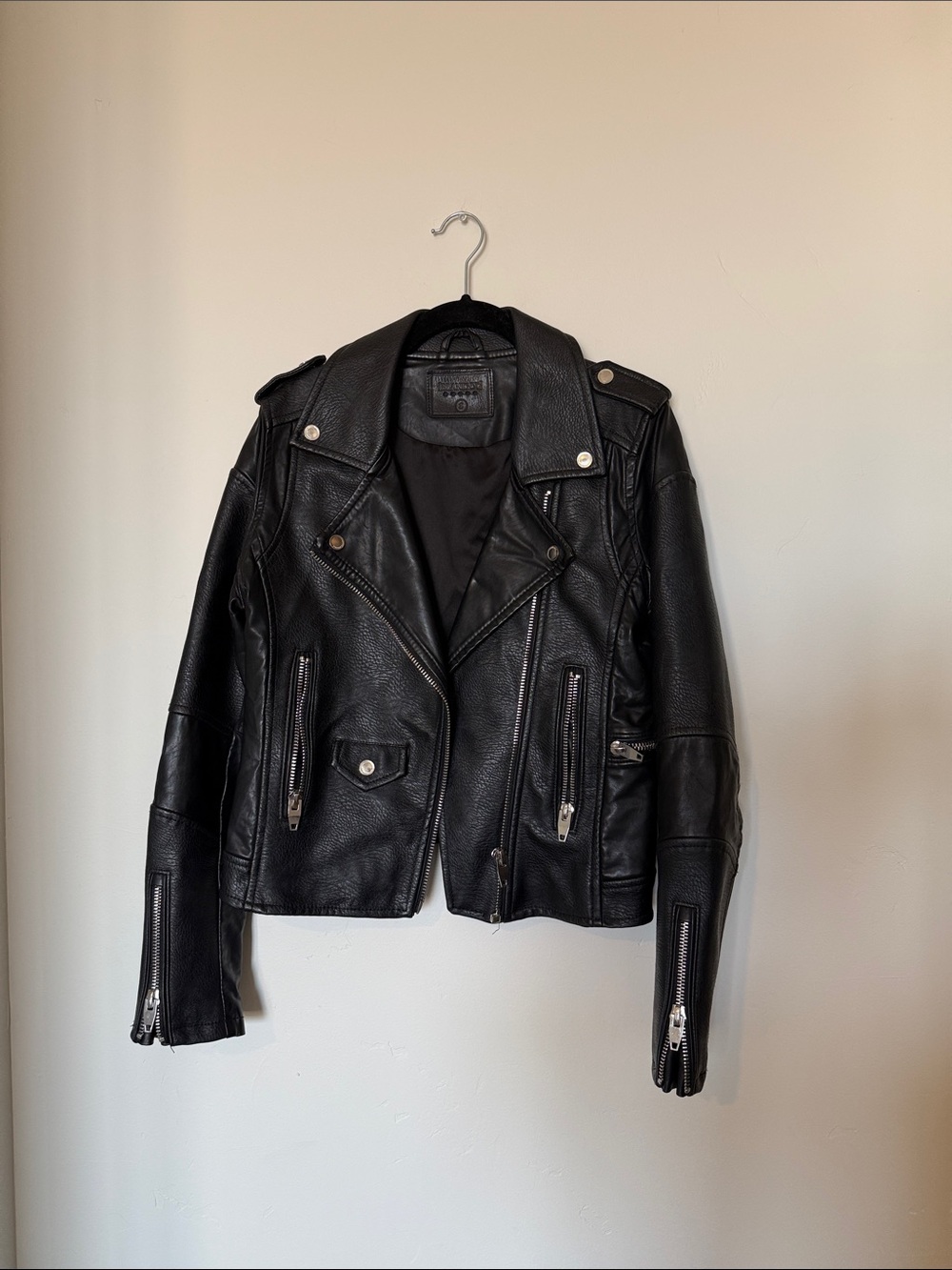 Blank NYC Leather Moto Jacket with Silver Hardware